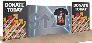 19' Trade Show Display w/ 3 Backdrops, Custom Graphics, Portable