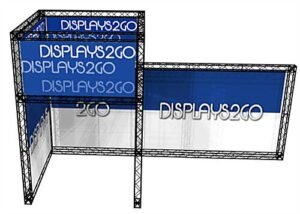 20' x 12' Trade Show Truss Booth w/ Header & Custom Graphics, Travel Cases - Black