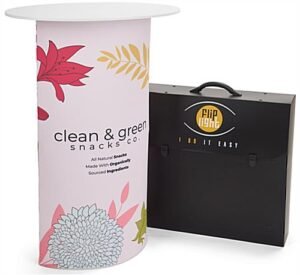 39" Tall Portable Counter w/ Carry Case, Custom Printed Graphics, LED Lights - White