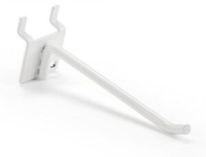 4” Peg Hook for 1/4” Thick Wood Pegboards, 1” On-Center, Metal - White