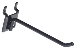 4” Peg Hook for up to 1/8" Thick Metal Pegboard, 1" On Center, Metal - Black