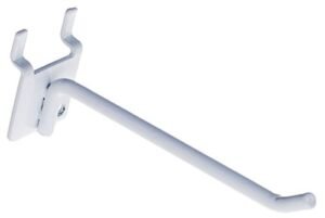 4” Peg Hook for up to 1/8" Thick Metal Pegboard, 1" On Center, Metal - White