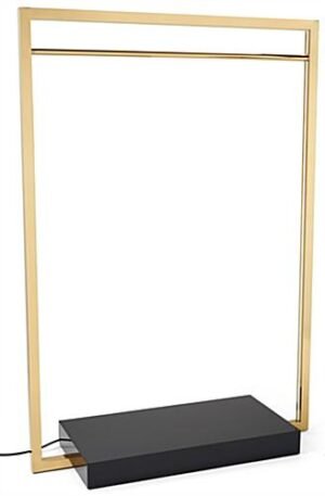 46" W x 70" H Freestanding Clothing Rack w/ LED Lights, Stainless Steel & MDF - Gold