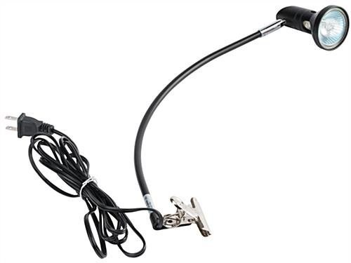 50 Watt Halogen Spotlight for Banner Stands, Stainless Steel Arm and Clamp - Black