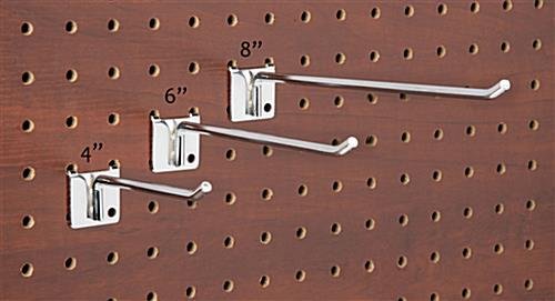 6” Peg Hook for 1/4” Thick Wood Pegboards, 1” On-Center, Metal - Chrome - Image 4