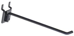 6” Peg Hook for up to 1/8" Thick Metal Pegboard, 1" On Center, Metal - Black