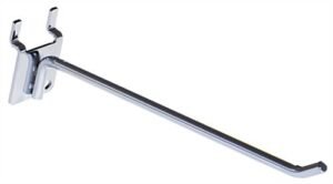 6” Peg Hook for up to 1/8" Thick Metal Pegboard, 1" On Center, Metal - Chrome