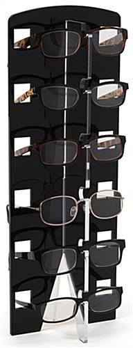 6.5" W x 18"H Acrylic Eyewear Display w/ 6 Frame Capacity - Clear and Black