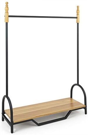 72"h Vintage Style Clothing Rack w/ 48" Rail & Display Shelf - Natural Oak