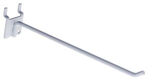 8” Peg Hook for up to 1/8" Thick Metal Pegboard, 1" On Center, Metal - White