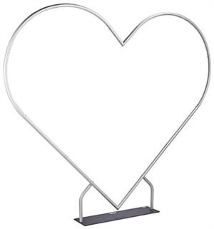 85.8 x 96 Backdrop w/ Heart Shaped Arch Frame, Knockdown Assembly - Silver