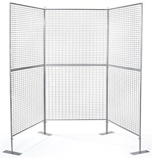 Art Display Grid, U-Shaped, (6) 3' x 3' Panels, Iron Mesh - Silver