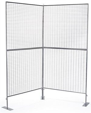 Art Display Grid, V-Shaped, (4) 3' x 3' Panels, Iron Mesh - Silver