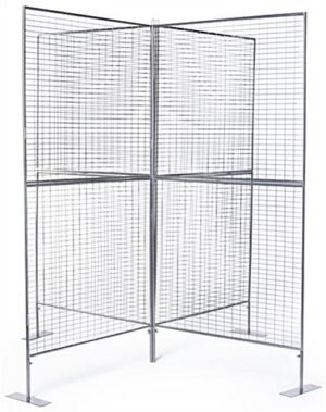 Art Display Grid, X-Shaped, (8) 3' x 3' Panels, Iron Mesh - Silver