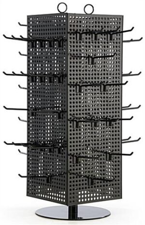 Countertop Pegboard Spinner Rack, Magnetic, 60 Hooks - Black