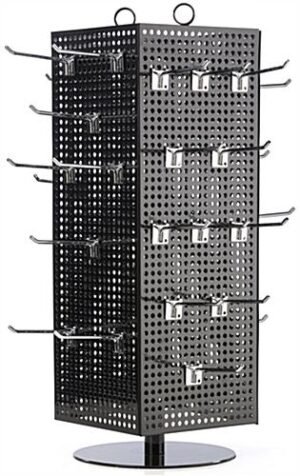 Countertop Pegboard Spinner Rack, Magnetic, 60 Hooks – Black with Chrome