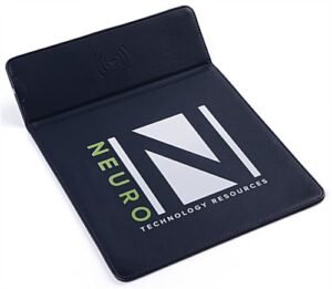 Custom Printed Wireless Mouse Pad w/ Qi Charging, USB Port - Blue