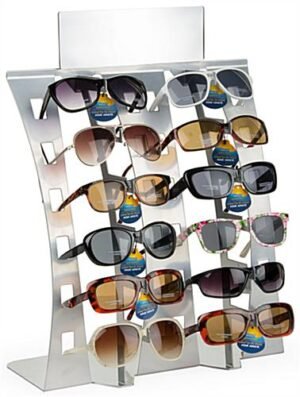 Eyeglass Display, Countertop, Holds 12 Pairs - Silver