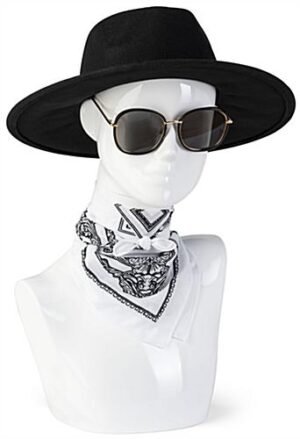 Female Mannequin Bust with Abstract Facial Features, Countertop – Glossy White