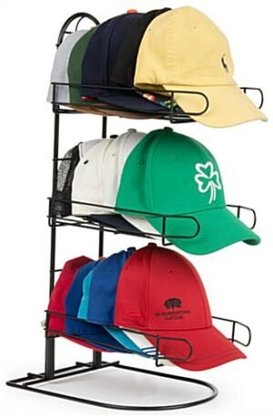 Hat Display Rack, Countertop, 3 Tiers - Black