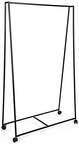 Metal Pipeline Teepee Clothes Rack with Wheels - Black