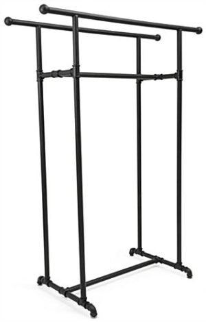 Pipeline Clothing Rack with 2 Bars – Black