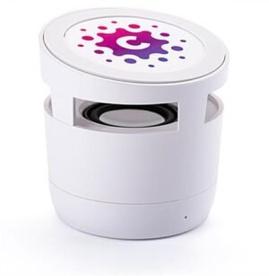 Portable Bluetooth Speaker & Wireless Charger, Custom Printed, Corporate Gift - White
