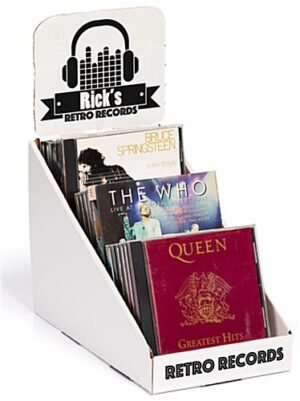 Workshop Series Cardboard Display, 3 Tiers, Removable Header, 18 CDs/15 DVDs - White