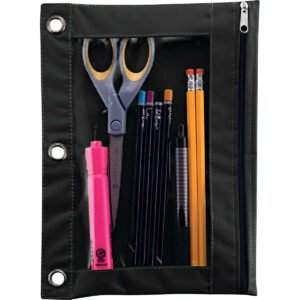 Advantus Binder Pencil Pouch, Black and Clear, 2 ct