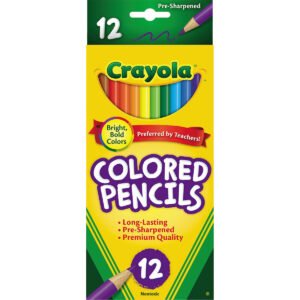 Crayola Long Colored Pencil, Assorted Colors, 12 ct