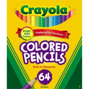Crayola Woodcase Colored Pencil, Assorted Colors, 64 ct