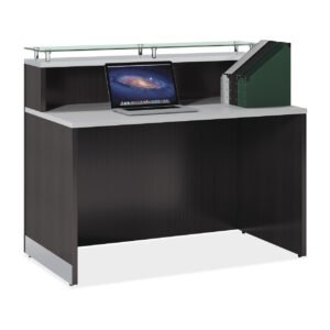 OfficeSource Cosmo Collection Glass Top Reception Desk - 48"W x 32"D