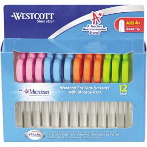 Westcott 5" Blunt Kids Scissors with Antimicrobial Protection, Assorted Colors, 12 ct