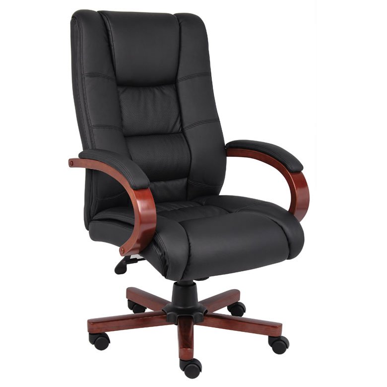Executive High Back Wood Finished Chair Cherry Caressoftplus Vinyl