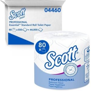 Scott Professional Standard Roll Toilet Paper, Bulk (04460), 2-Ply, Elevated Design, White, Individually Wrapped (80 Rolls of 550 Sheets, 44,000 Sheet Total)